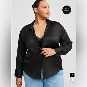 Torrid Satin Button Up Long Sleeve Shirt